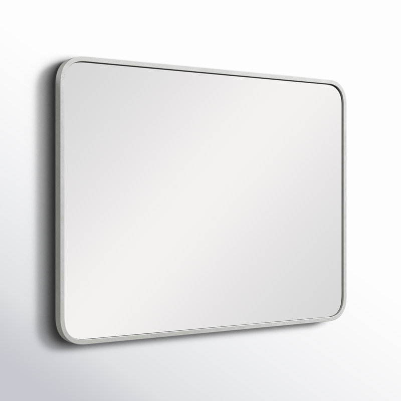Sabine Metal Rounded Rectangle Wall Mirror, Silver, 36" x 27"