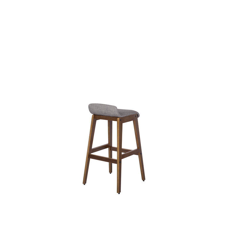 Abbey Upholstered Bar Stool with Solid Wood Frame, Grey