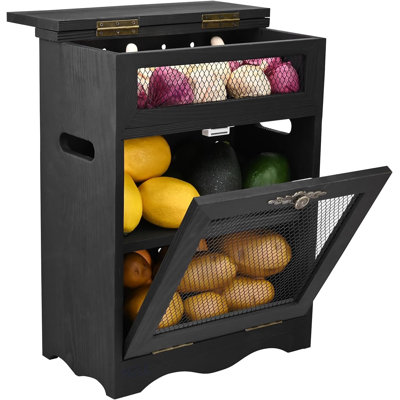 Armoire de rangement en bois avec pattes et oignons, noir