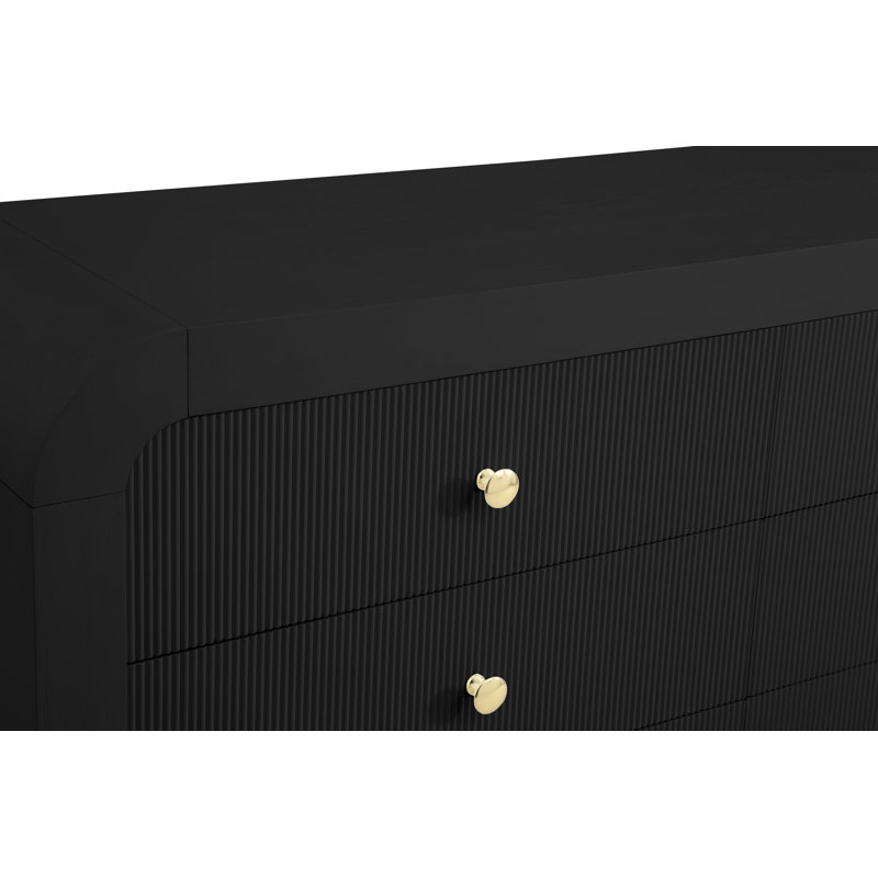Alessondra 6 Drawer Fluted 62" W Dresser, Black