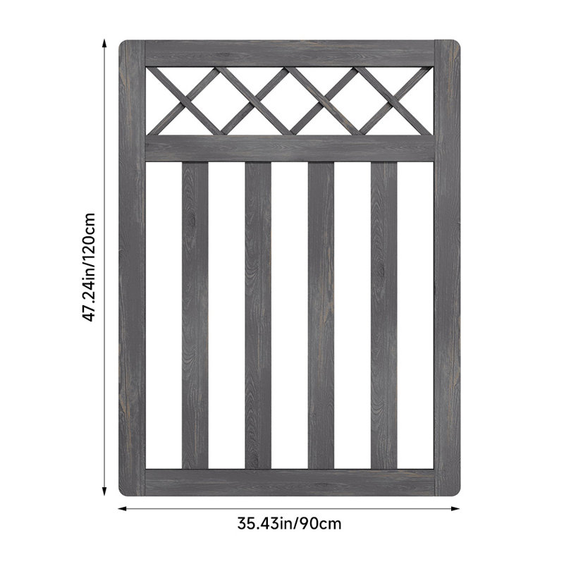 Solid Wood Gate, 120 cm H x 90 cm W x 3 cm D, Grey