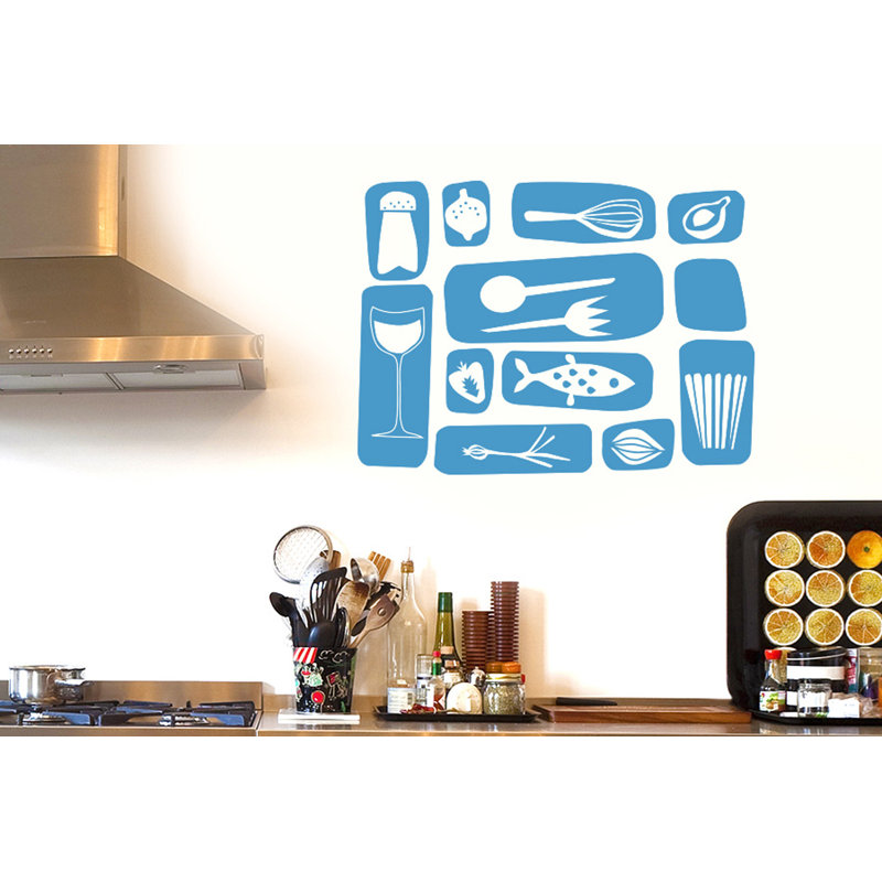 Kitchen Symbols Wall Sticker, Medium, Blue