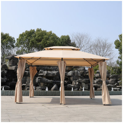 13X10 Outdoor Patio Gazebo Canopy Tent With Ventilated Double Roof And Mosquito Net(Detachable Mesh Screen On All Sides),Suitable For Lawn, Garden, Backyard And Deck