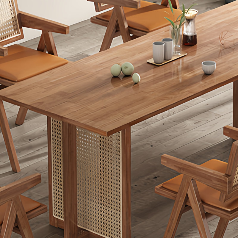 Table de salle à manger en rotin, H 29,13 po x L 70,87 po x l 35,43 po