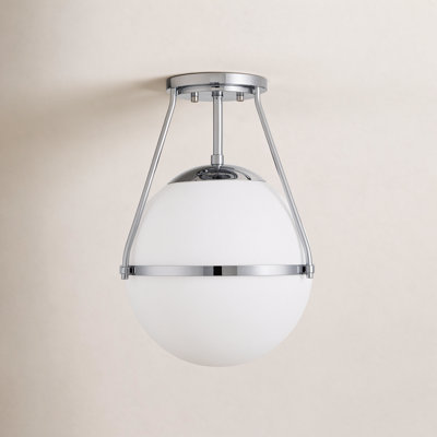 Amirah 1-Light Dimmable Glass Globe Steel Semi Flush Mount