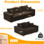 Canapé en velours côtelé à 3 places de 82,7 po de couleur chameau avec coussins moelleux, conception convertible, cadre et repose-pieds réglable de 82,7 po, teinté, rembourré, canapé, sièges profonds, cadre-121104908