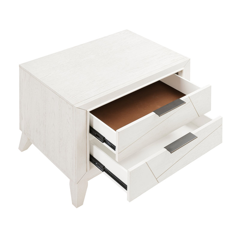 Table de chevet blanche antique pour la chambre à coucher - Style géométrique audacieux au fini contemporain