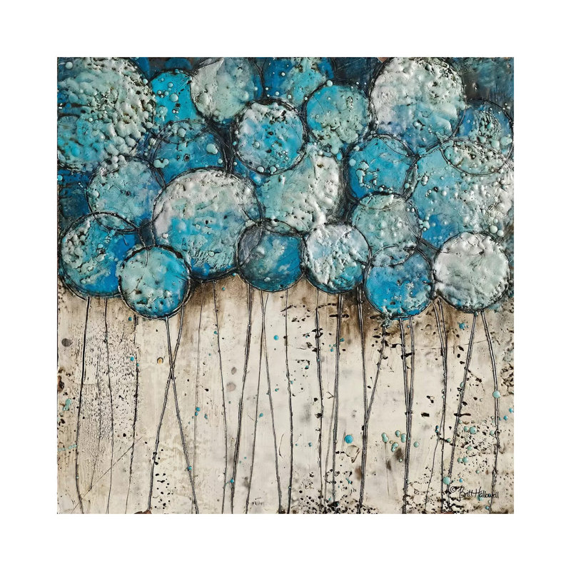 Bubble Trees In Blue by Britt Hallowell - Wrapped Canvas Gallery-Wrapped Canvas Giclée, 30.48 cm H x 30.48 cm W