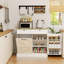 Armoire de rangement pour poubelle de cuisine avec 2 tiroirs et 1 armoire à ordures basculante et 1 porte avec support de rangement et 2 tablettes