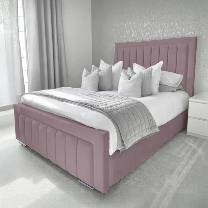 Abianna Upholstered Bed, Double (4'6), Lilac