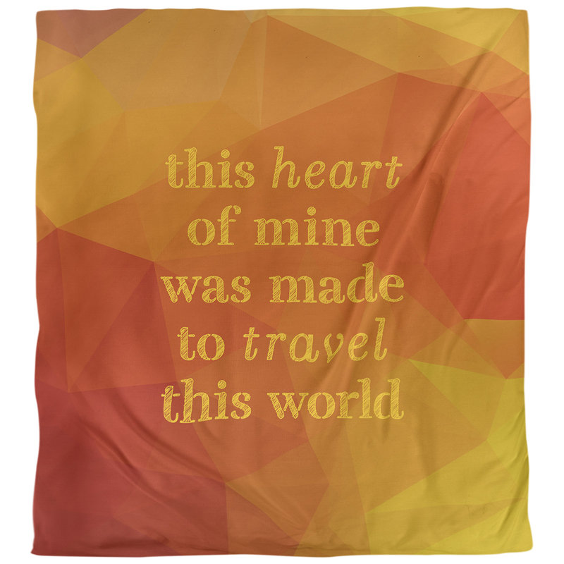 Housse de couette simple Travel Love Quote, Housse de couette pour grand lit, Jaune ambre