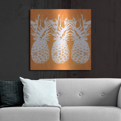 Orange Pineapples' by Linda Woods, Metal Wall Art