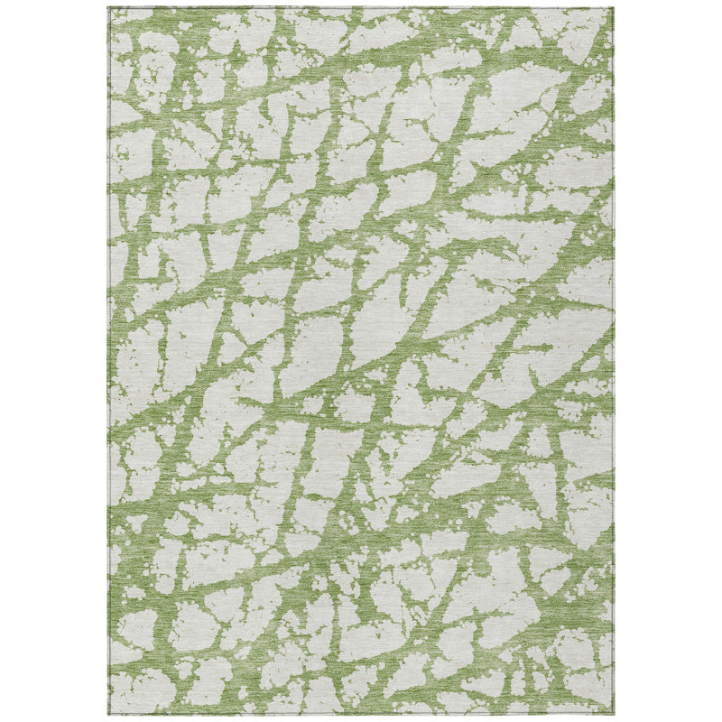 Tapis intérieur lavable abstrait vert 8 pi x 10 pi