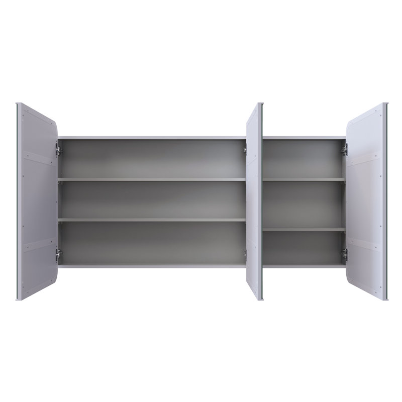 Three Door Steel Frame Square Shape Medicine Cabinet, White