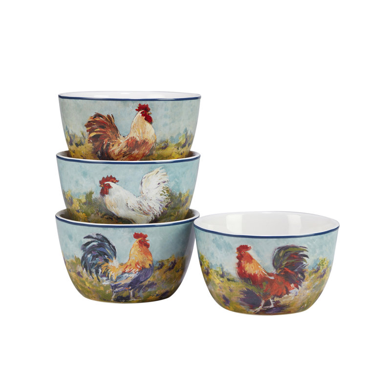 Rooster Meadow Multicolor Ceramic 16-Piece Dinnerware Set