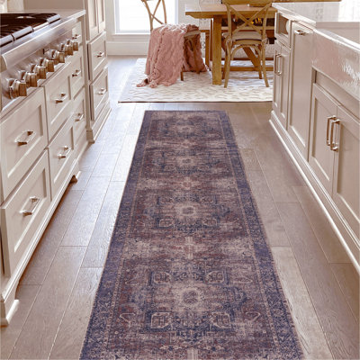 Burgundy Washable Rug Runner Rug