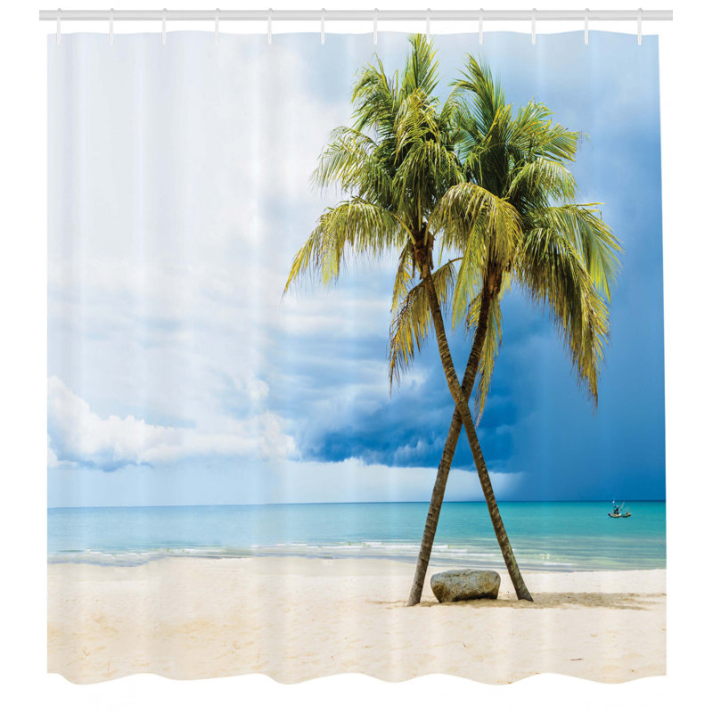 Ensemble de rideau de douche tropical beach palm trees, H 75 po x l 69 po