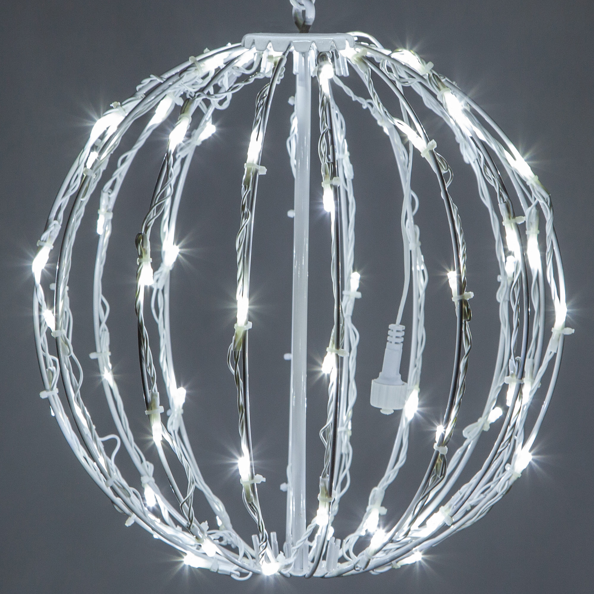 Fold-Flat LED Metal Lighted Outdoor Decoration, 12" H x 12" W x 12" D, Cool White