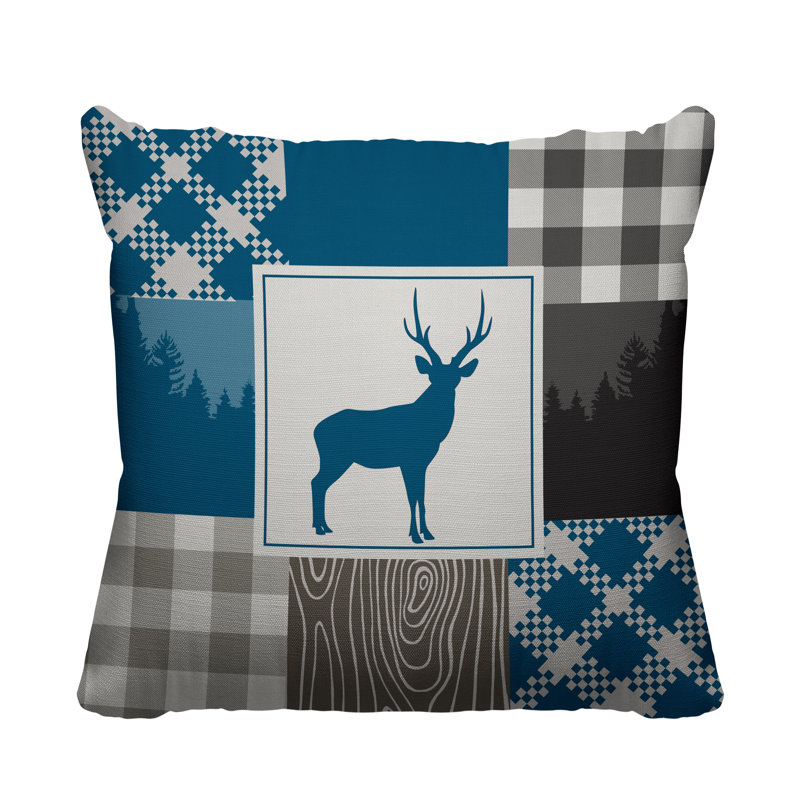 Coussin intérieur / extérieur Range Trees Cabin, 19 po x 19 po, Turquoise, Carré