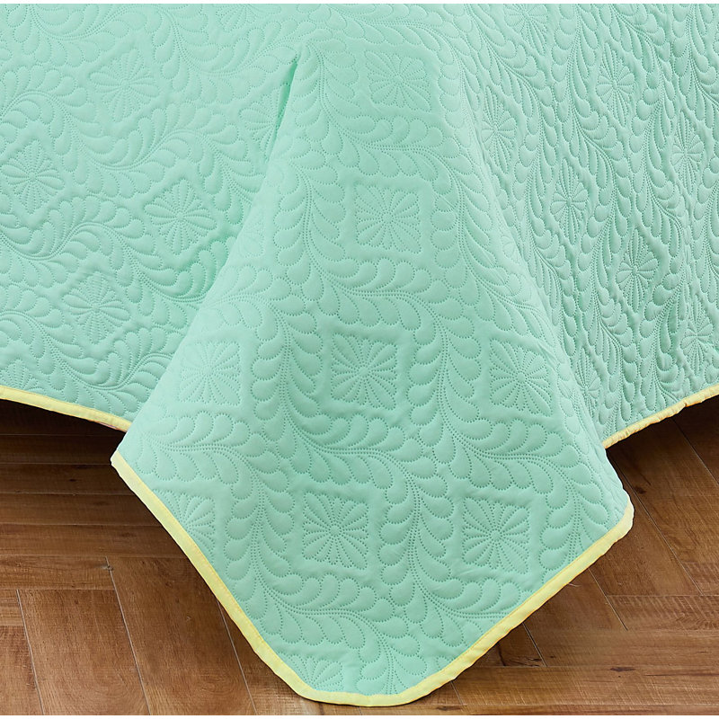 Kiran Polyester Quilt, Mint, Twin Quilt + 1 Sham