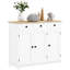 Buffet de rangement de cuisine - comptoir en bois massif, 3 tiroirs, portes, tablette réglable blanc vieilli moderne avec armoire de comptoir pour une utilisation polyvalente