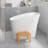 47" Japanese Modern Irregular Freestanding Stone Resin Soaking Bathtub White-93592479