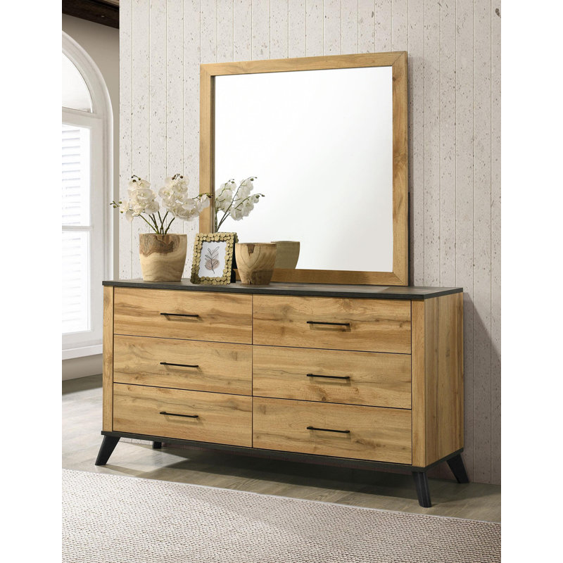 Commode miroir naturel pin