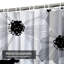 Rideau de douche noir et blanc à motif floral abstrait avec 12 crochets-739321564