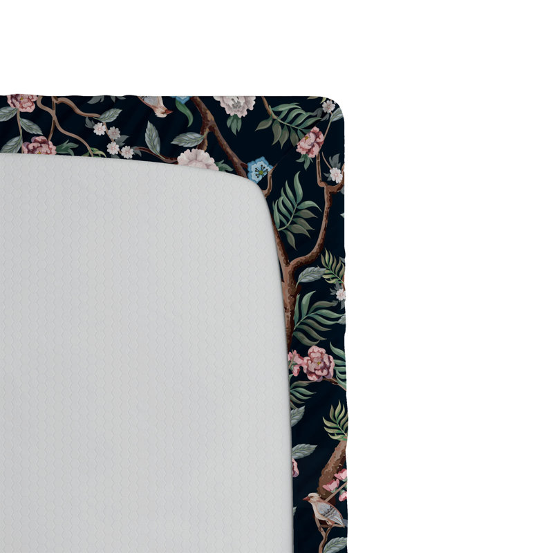 Drap-housse floral Ambesonne, Noir, brun, vert laurier / floral, Drap-housse de taille simple