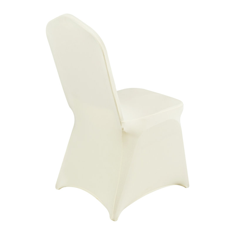 Premium Stretch Spandex Folding Chair Covers - Universal Fitted Slipcovers for Weddings, Banquets & Parties (100-Pack Ivory White)