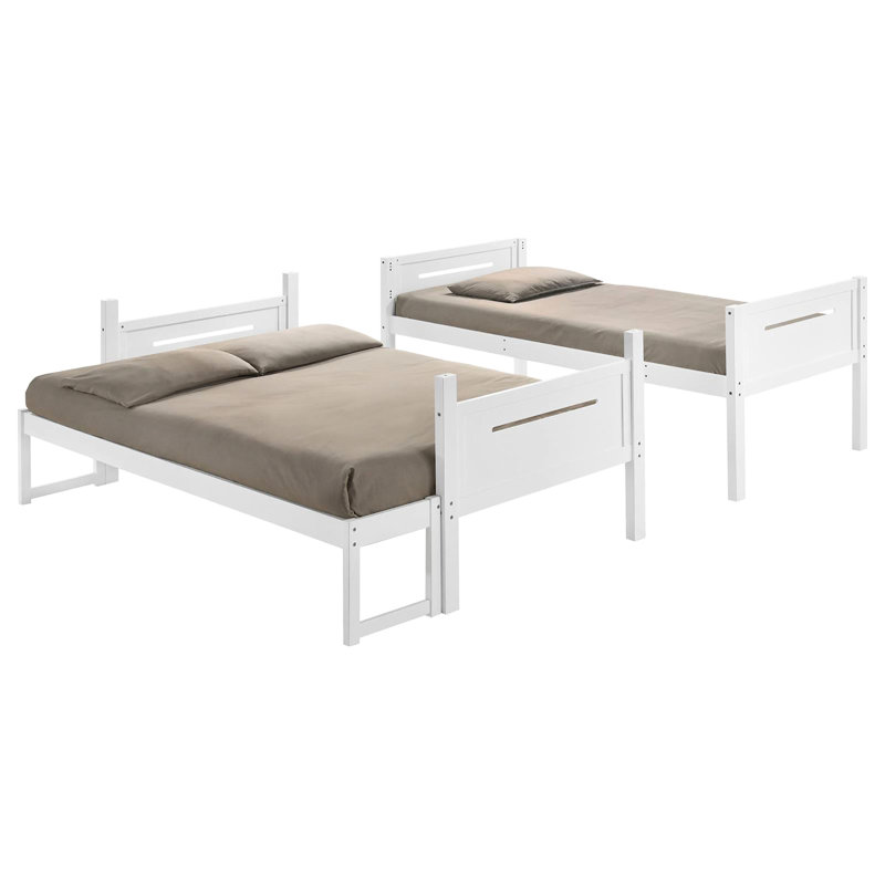 Lit superposé en bois blanc pour et adolescents - Option de chambre à coucher polyvalente avec tête de lit inclinée qui ajoute du caractère à
