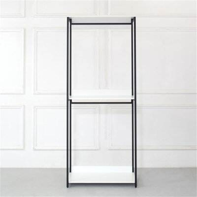  32 Inch Wood and Metal Walk in Closet System with Shelf and Modular Storage