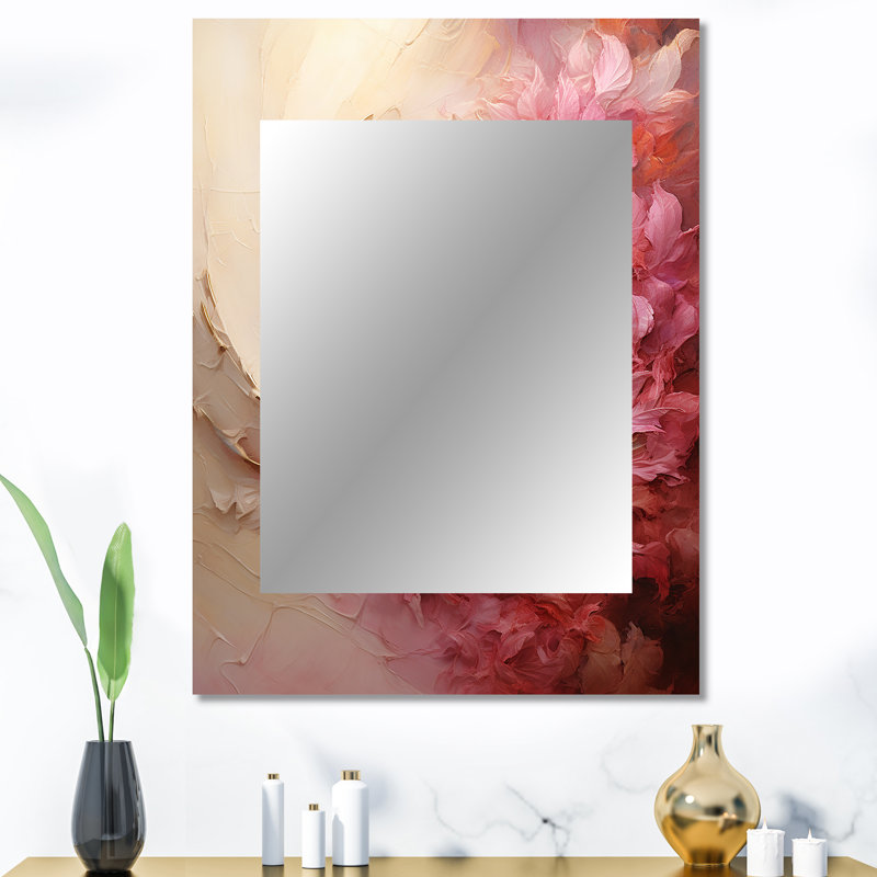 Beige Pink Minimalism Spiral Poteries II - Abstract Spirals Wall Mirror, Modern Decorative Mirror, Printed Metal Art