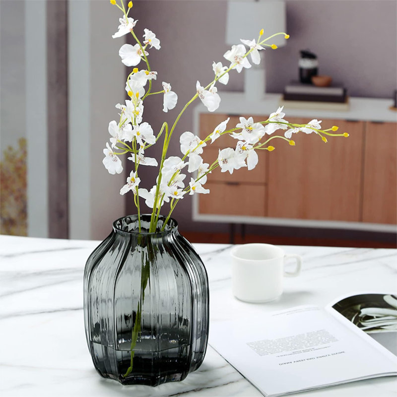 Marisca Glass Table Vase, Smoke Gray