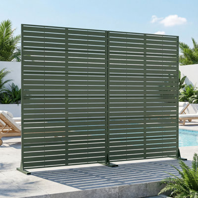 Metal Privacy Metal Screen Fence Panel Set of 2