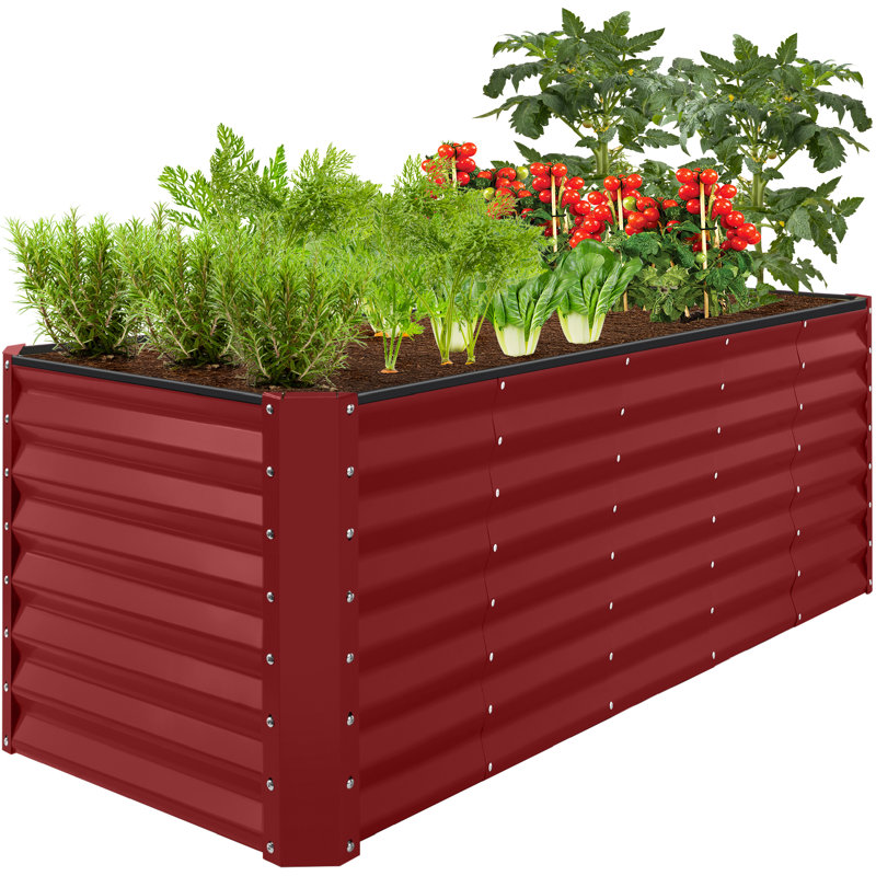  8X2x2ft Raised Metal Outdoor Garden Bed For Flowers Vegetables Herbs - Royal Red, 24" H x 96" W x 24" D, Red