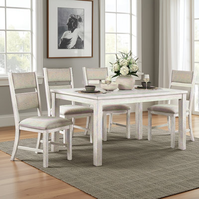 Ensemble de salle à manger 5 pièces Modern Farmhouse - Table antique et 4 chaises rembourrées 