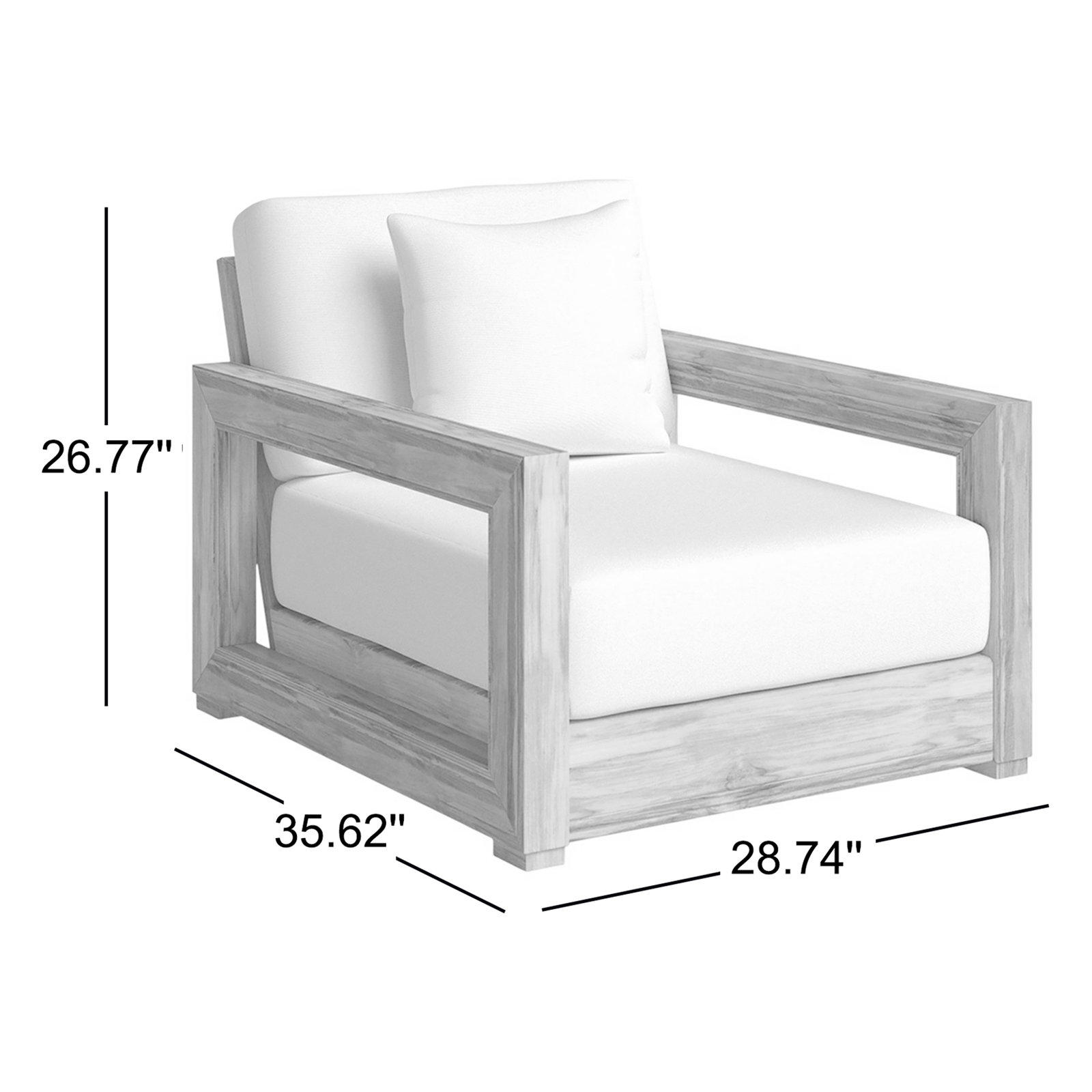 Melrose Teak Outdoor Lounge Chair, Beige