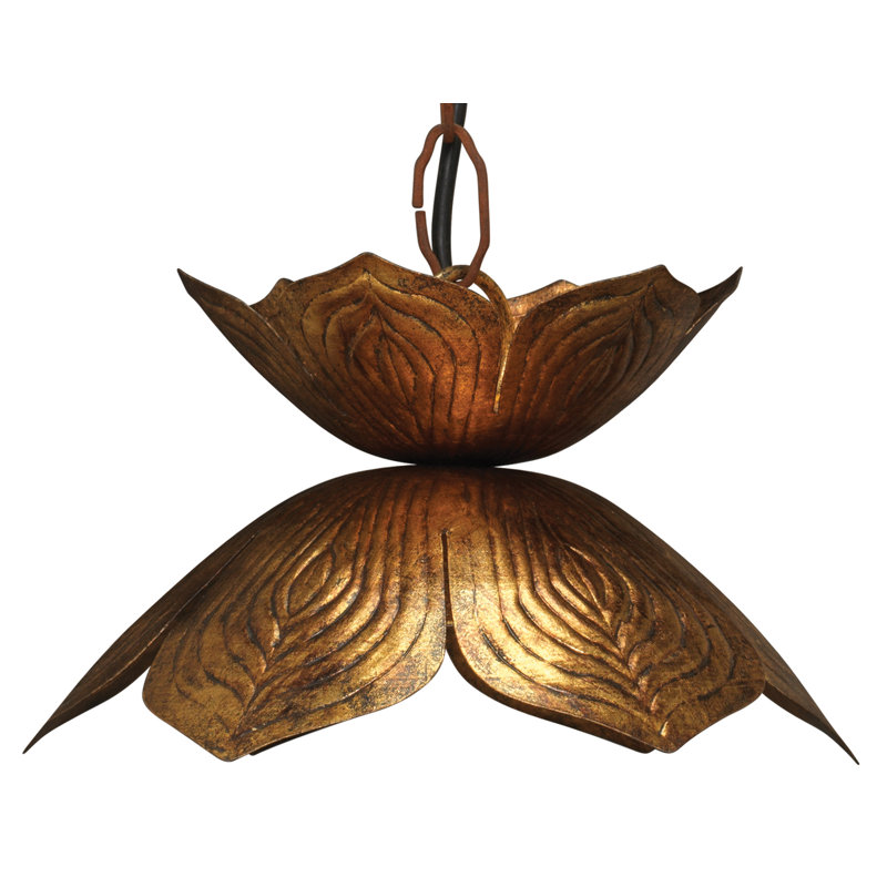 Luminaire suspendu 1 lumière Lotus, H 6,5 po x l 10,5 po x P 10,5 po
