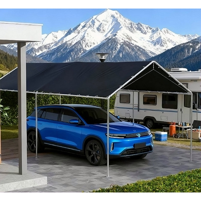 Tente de voiture avec cordes élastiques, toit de carport, housse de remplacement pour auvent résistant aux rayons UV, Gris