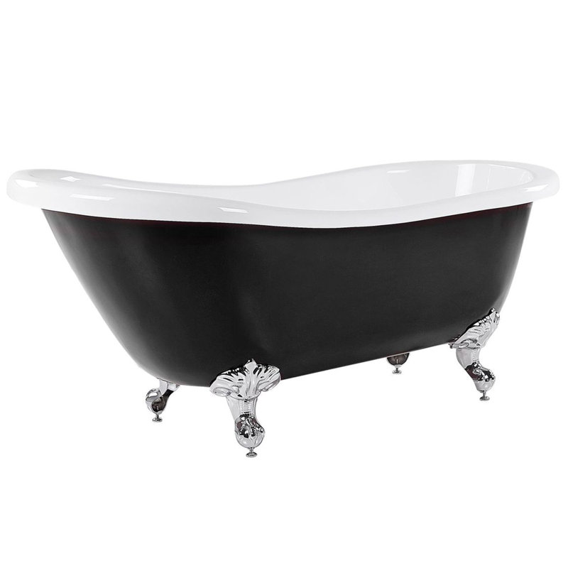 Holtzclaw x Soaking Acrylic Bathtub, 78cm H x 170cm W x 80cm D, Black/Silver