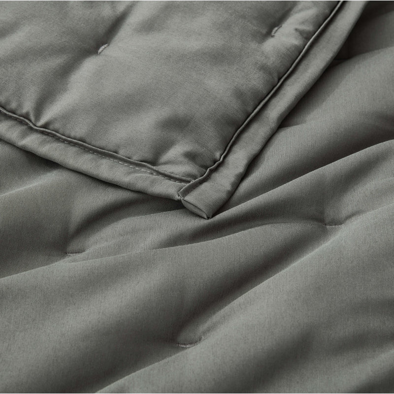 Glen Lightweight Cooling Rayon Derived from Bamboo Blended Crescent Quilt Set, King Quilt + 2 King Shams, Dark Gray