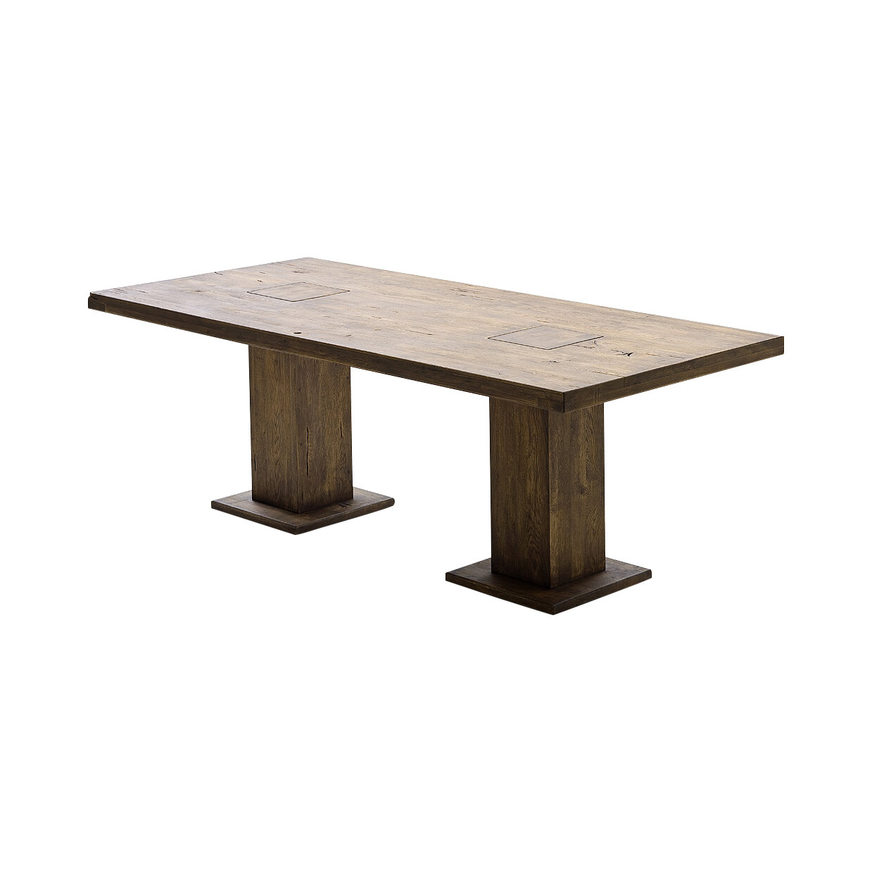 Solid wood rectangular on sale pedestal dining table