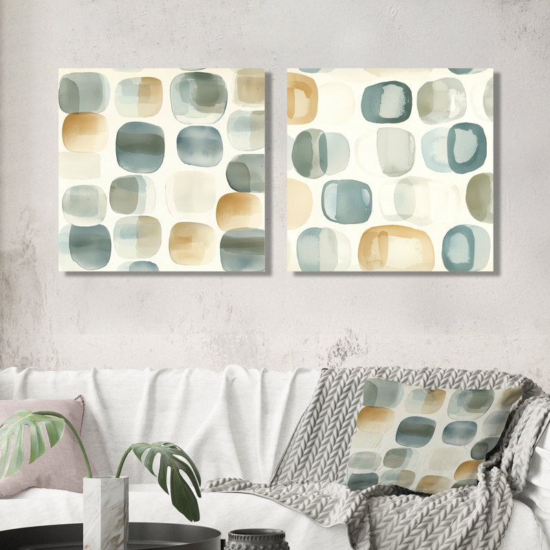 «Minimalist Meditation Stone Collage III», art mural méditation - ensemble d'art mural traditionnel 2 pièces