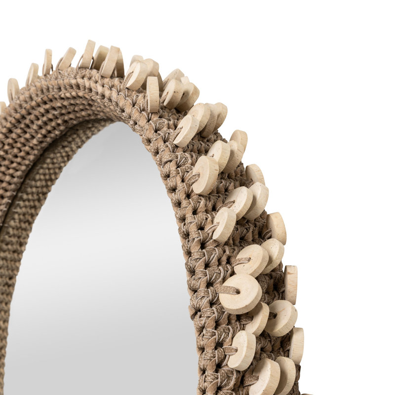Crocheted w/ Wood Discs - Chobe Mirror