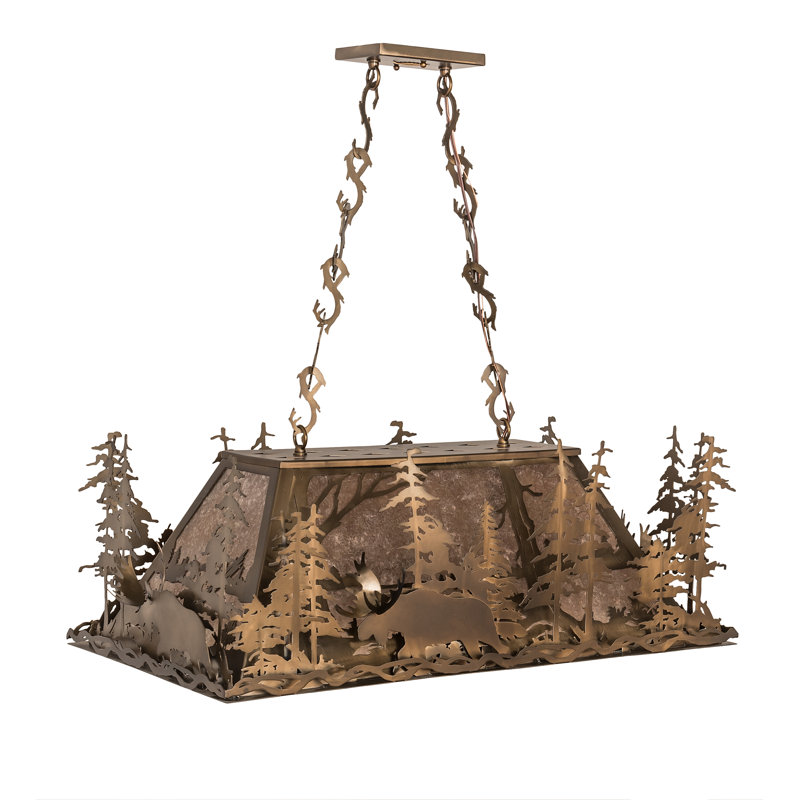 Luminaire suspendu linéaire 6 lumières pour table de billard représentant un original au coucher de soleil