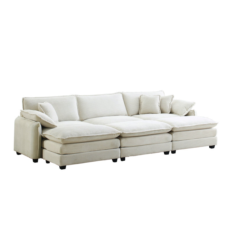 Lit en velours côtelé beige 3: tissu chaud pour une chambre confortable: coussins en mousse à mémoire de forme