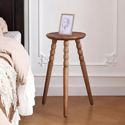 Table d'appoint ronde en bois massif | Petite table de chevet polyvalente pour chambre à coucher | Grand support à plante d'intérieur | Disponible en 3 hauteurs
