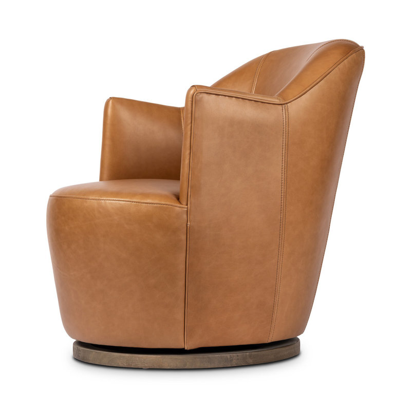 Aurora 26" Wide Swivel Armchair, Sonoma Butterscotch Genuine Leather