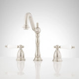 Victorian Widespread Bathroom Faucet with Porcelain Lever Handles
